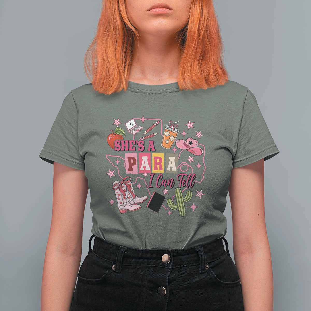 Funny Western Teacher Aide Graphic T Shirt For Women She's A Para I Can Tell