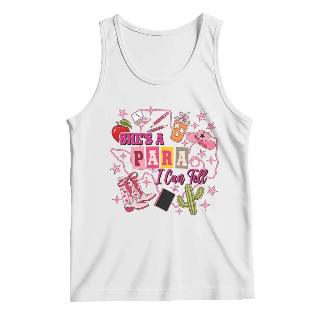 Funny Western Teacher Aide Graphic Tank Top She's A Para I Can Tell