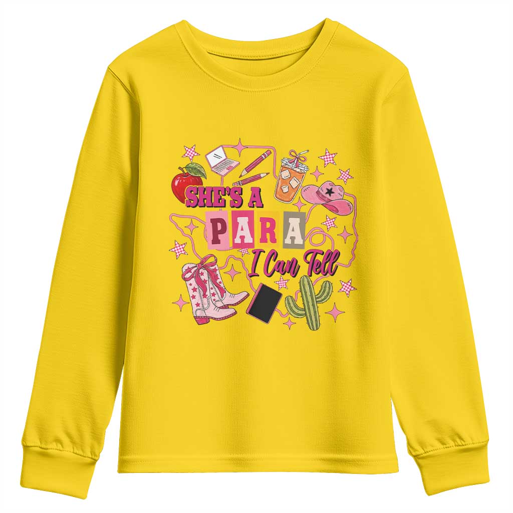 Funny Western Teacher Aide Graphic Youth Sweatshirt She's A Para I Can Tell