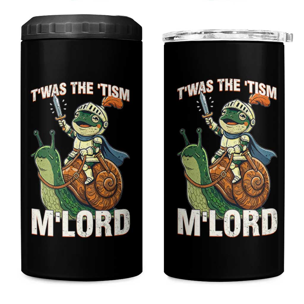 Funny Medieval Knight Frog Meme With Sword 4 in 1 Can Cooler Tumbler Twas The Tism MLord