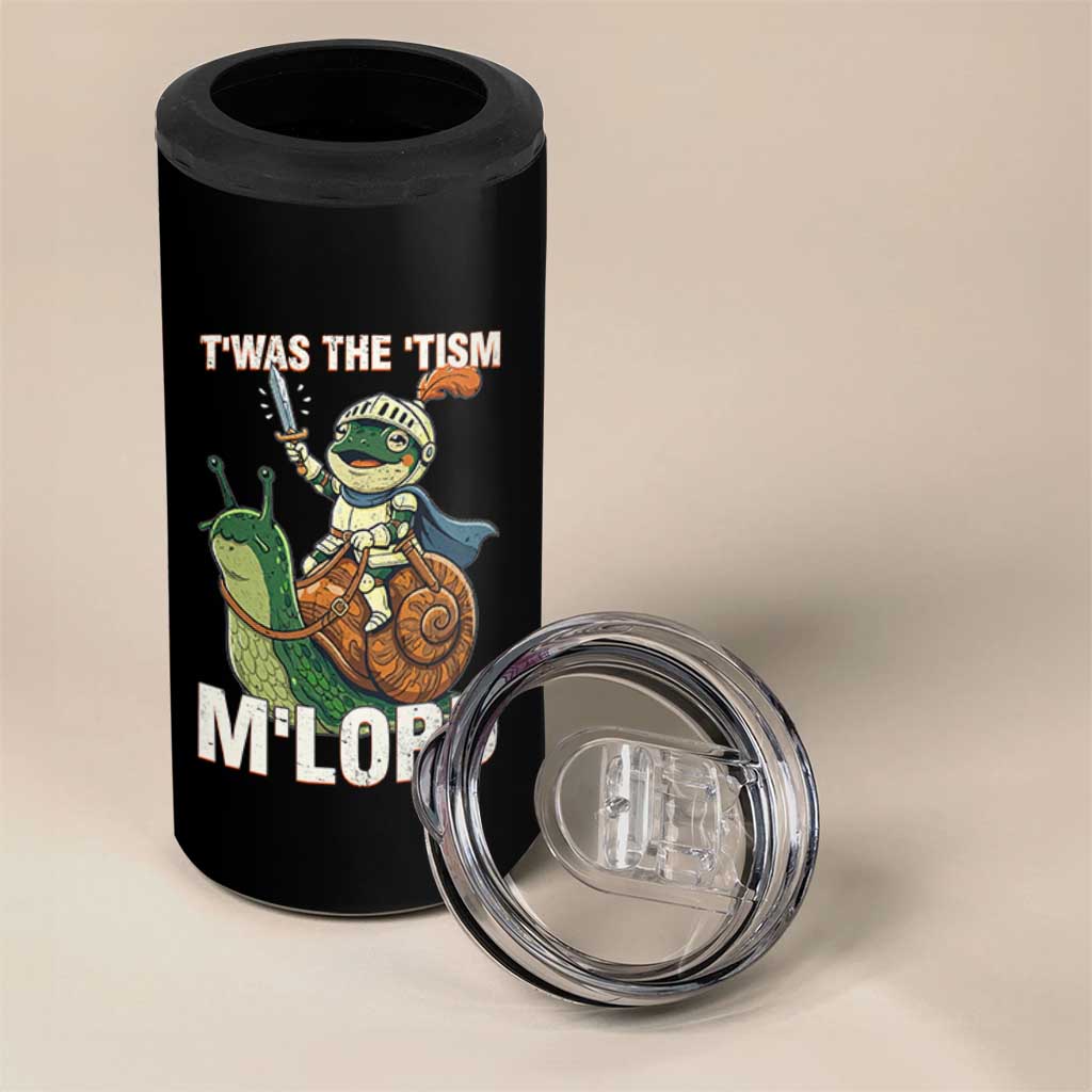 Funny Medieval Knight Frog Meme With Sword 4 in 1 Can Cooler Tumbler Twas The Tism MLord