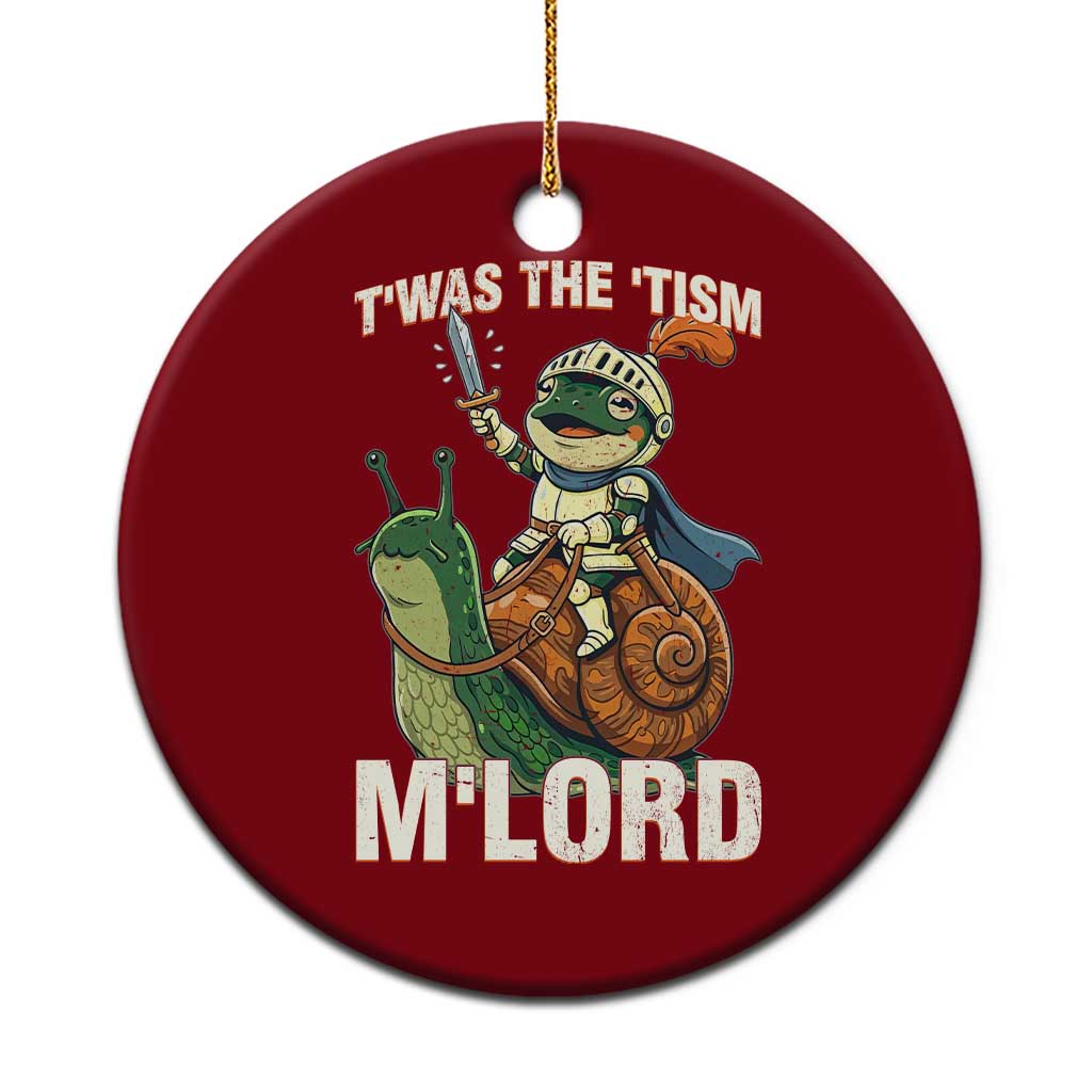 Funny Medieval Knight Frog Meme With Sword Ceramic Ornament Twas The Tism MLord