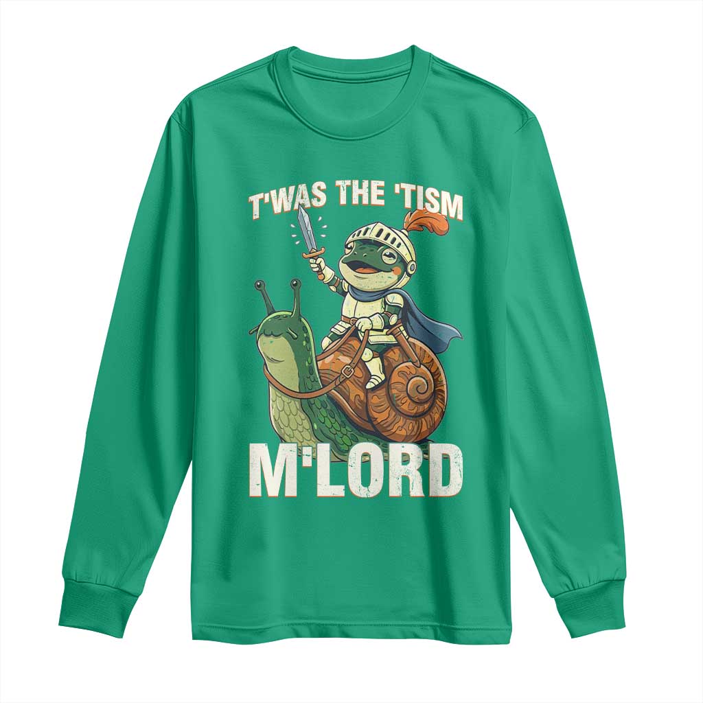 Funny Medieval Knight Frog Meme With Sword Long Sleeve Shirt Twas The Tism MLord