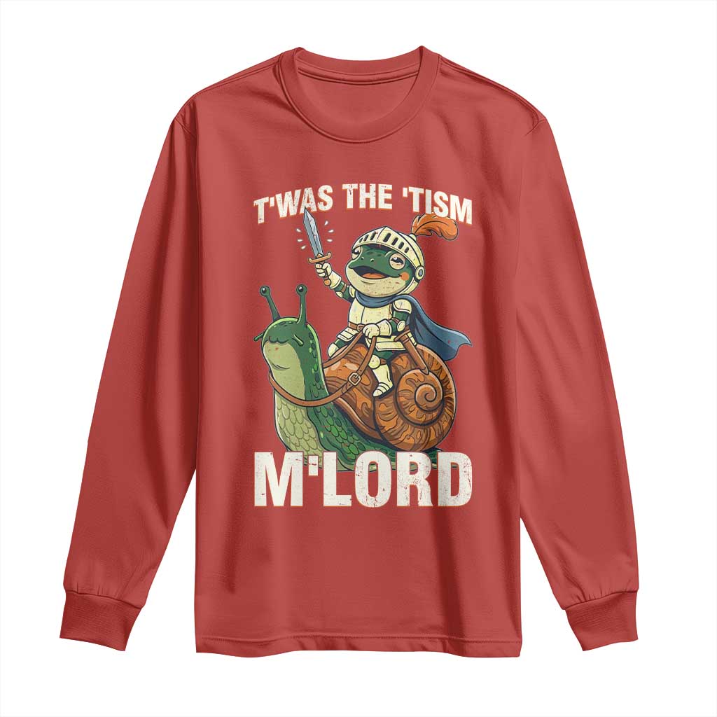 Funny Medieval Knight Frog Meme With Sword Long Sleeve Shirt Twas The Tism MLord