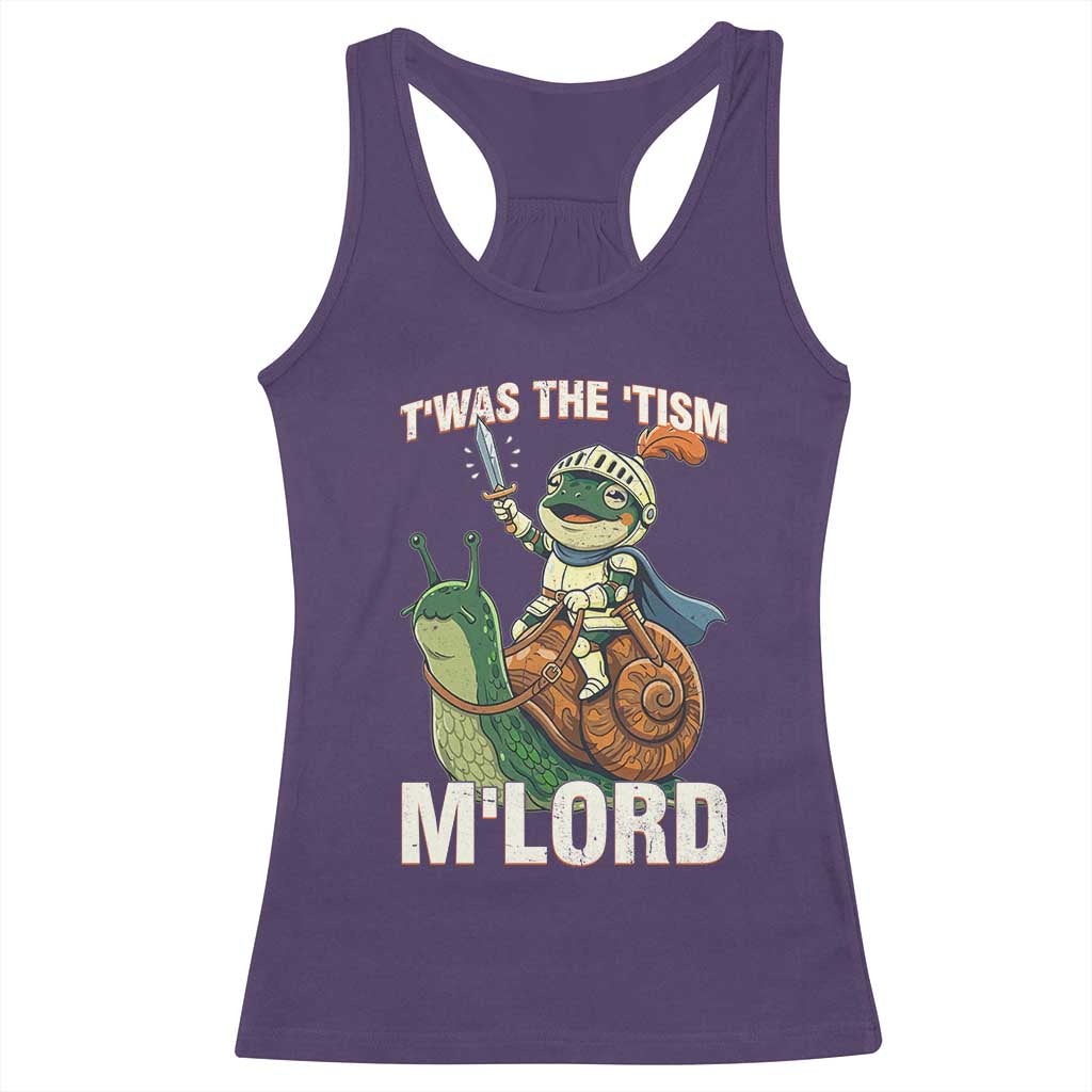 Funny Medieval Knight Frog Meme With Sword Racerback Tank Top Twas The Tism MLord