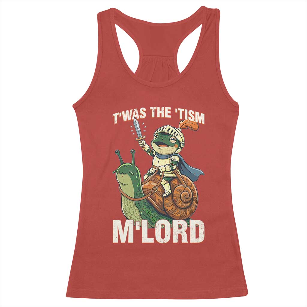 Funny Medieval Knight Frog Meme With Sword Racerback Tank Top Twas The Tism MLord