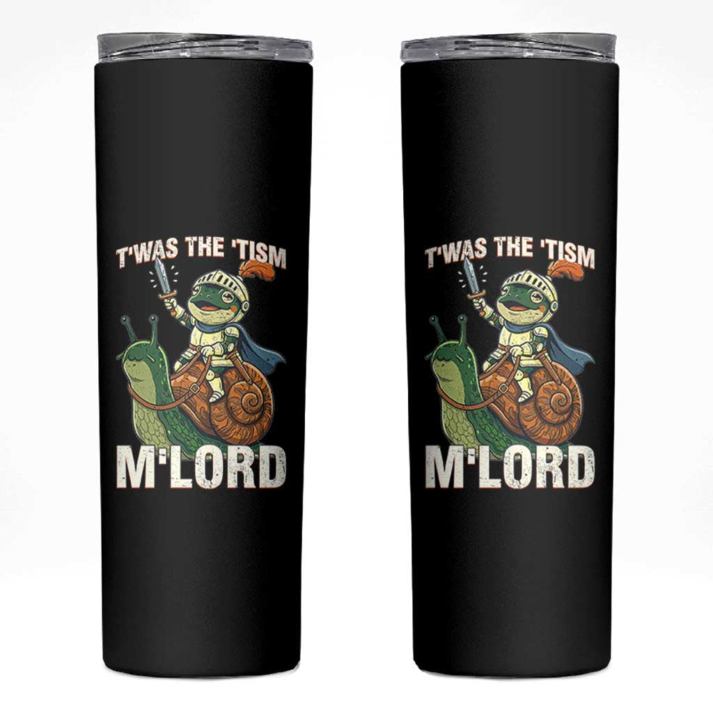 Funny Medieval Knight Frog Meme With Sword Skinny Tumbler Twas The Tism MLord