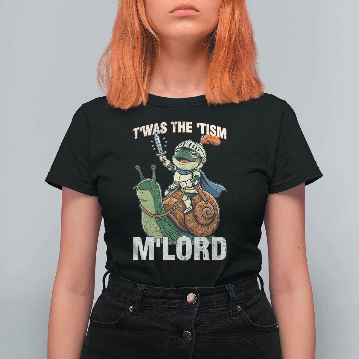 Funny Medieval Knight Frog Meme With Sword T Shirt For Women Twas The Tism MLord