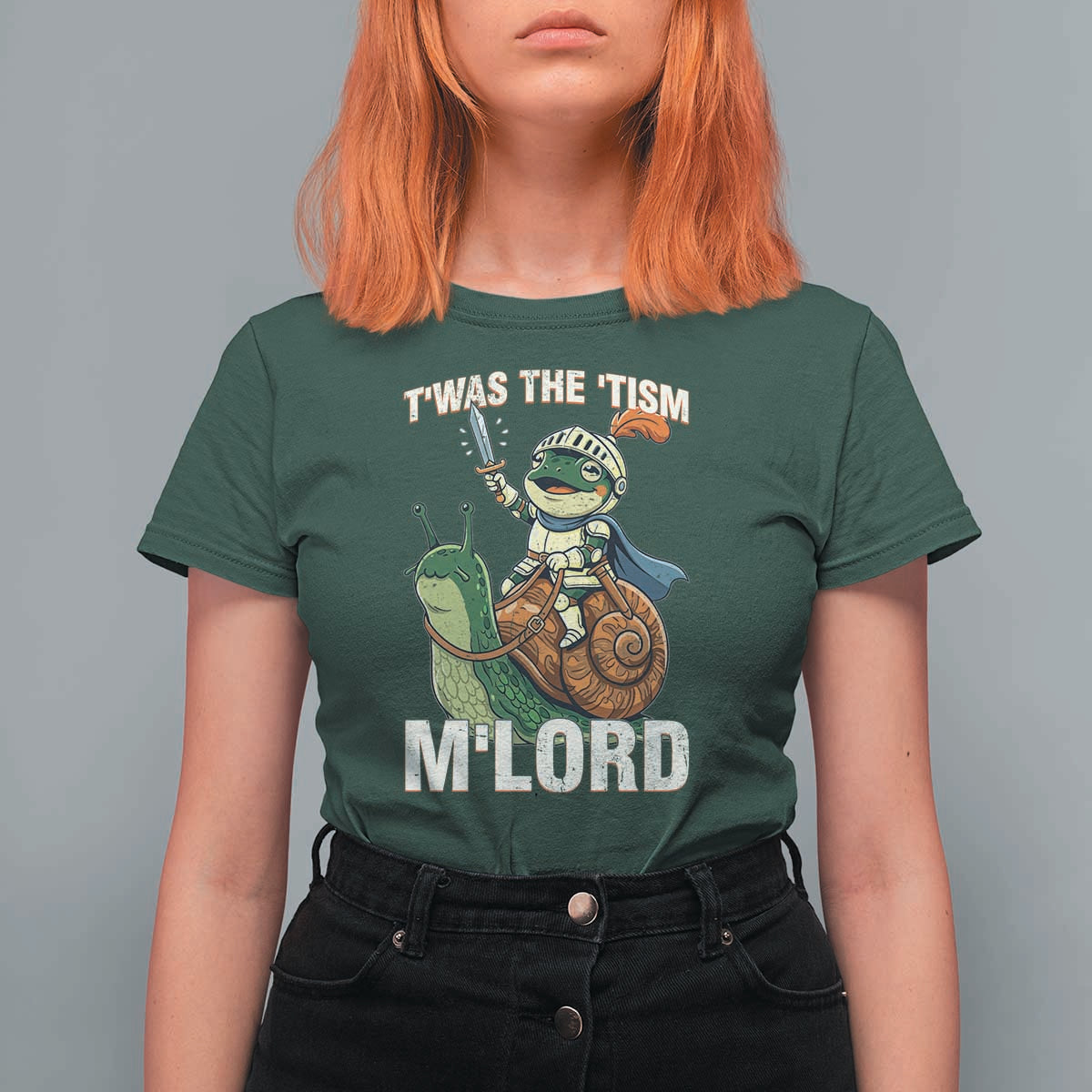 Funny Medieval Knight Frog Meme With Sword T Shirt For Women Twas The Tism MLord