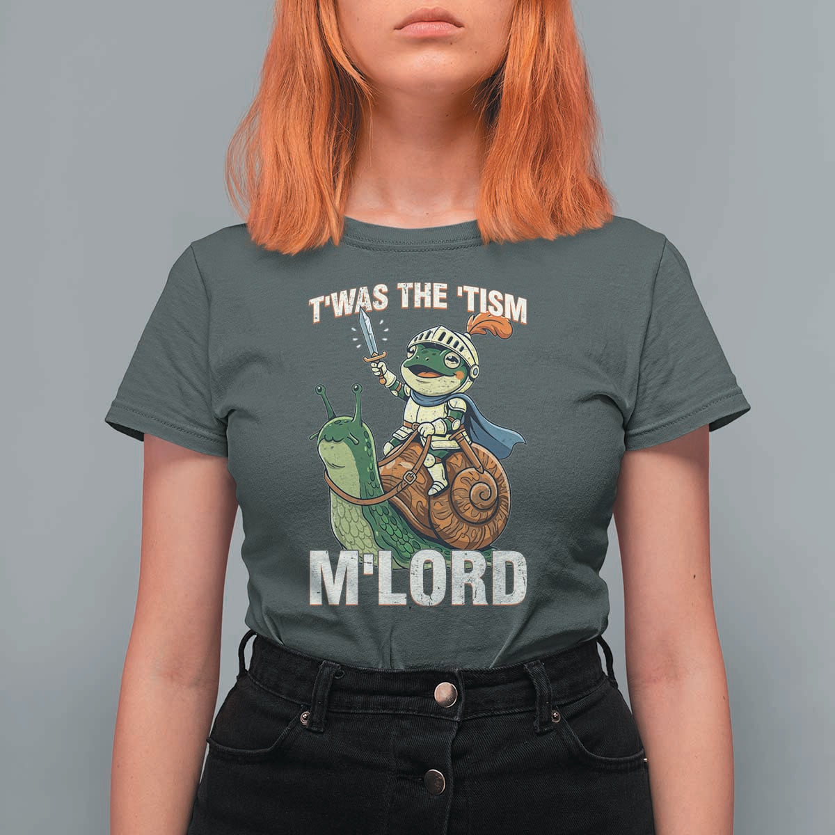 Funny Medieval Knight Frog Meme With Sword T Shirt For Women Twas The Tism MLord