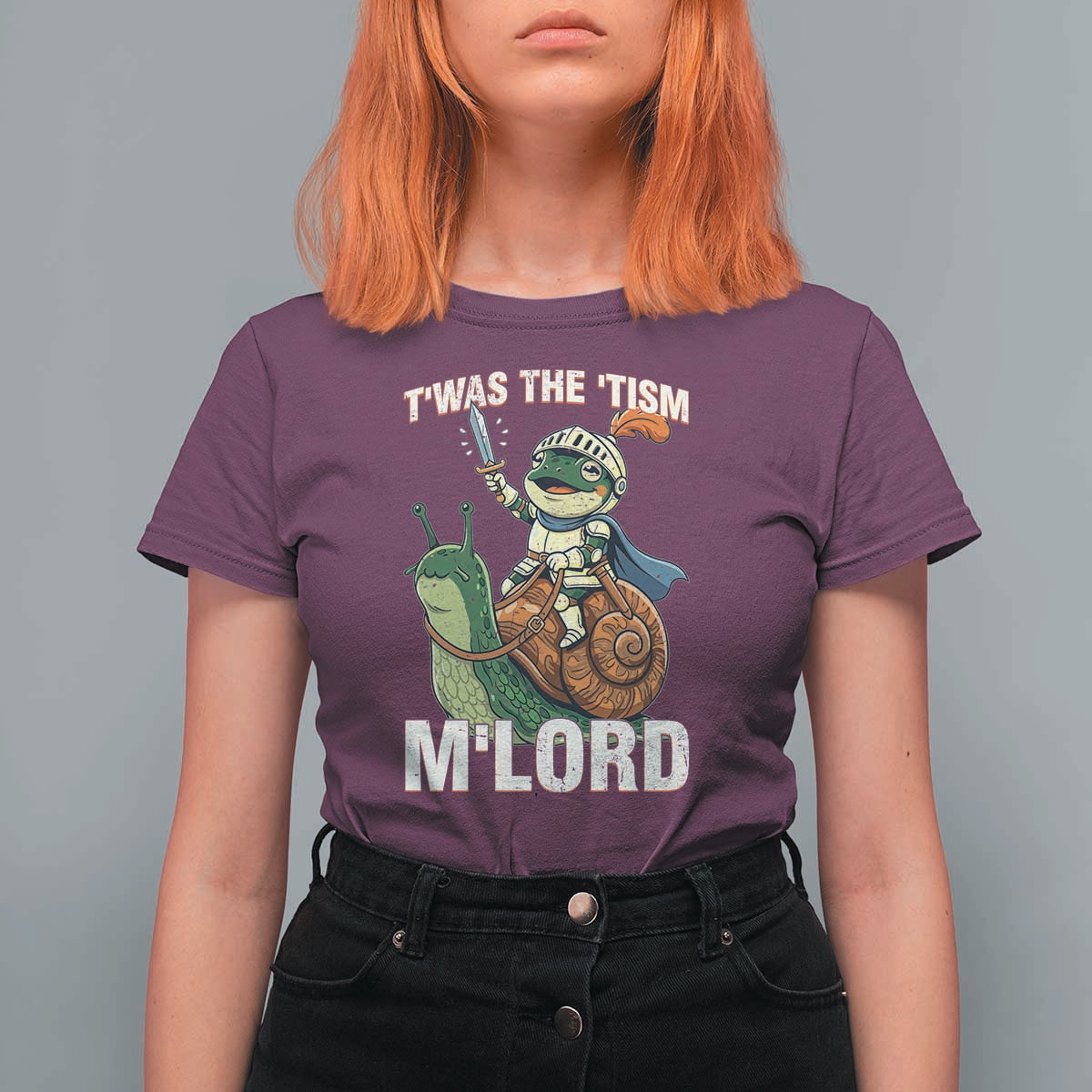 Funny Medieval Knight Frog Meme With Sword T Shirt For Women Twas The Tism MLord