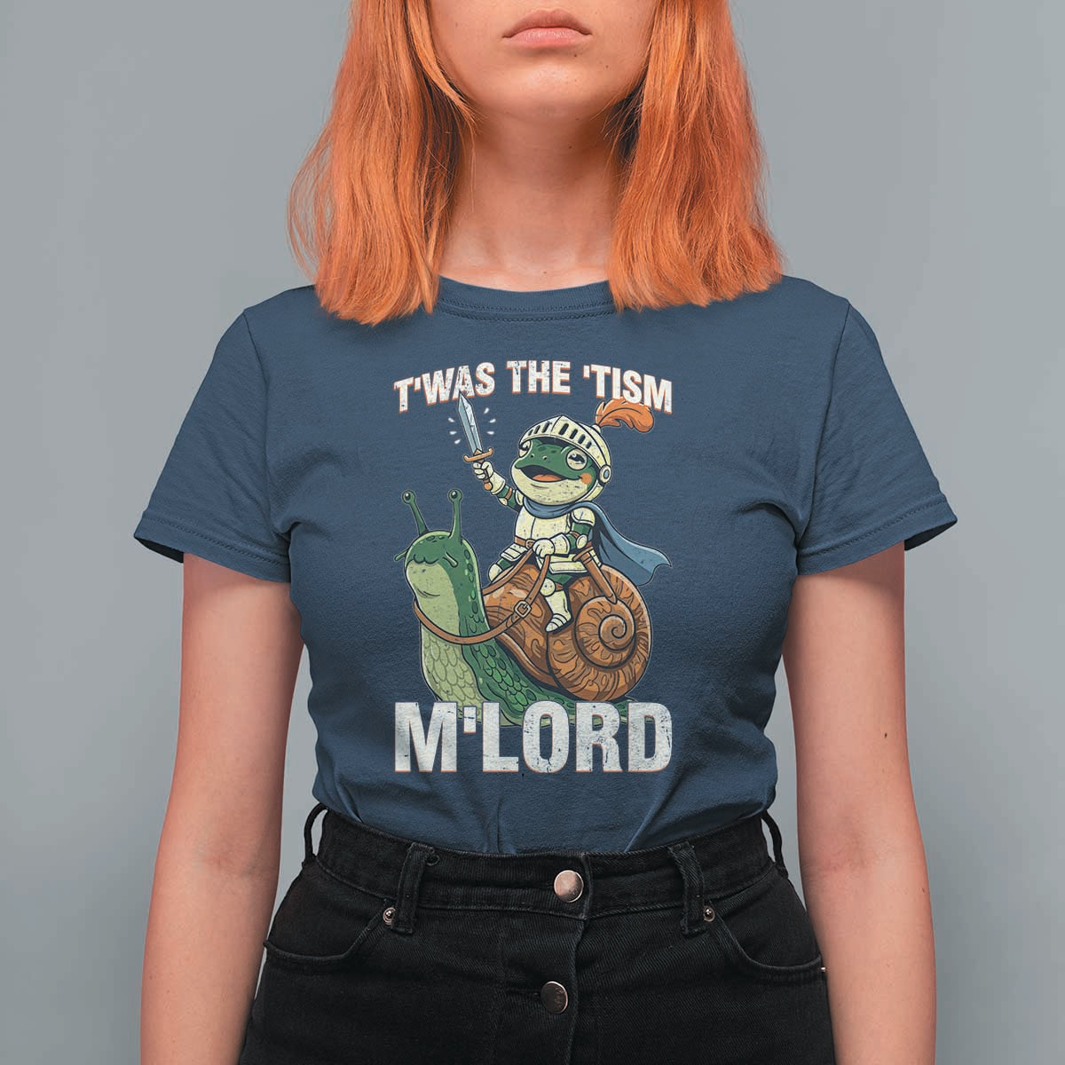 Funny Medieval Knight Frog Meme With Sword T Shirt For Women Twas The Tism MLord