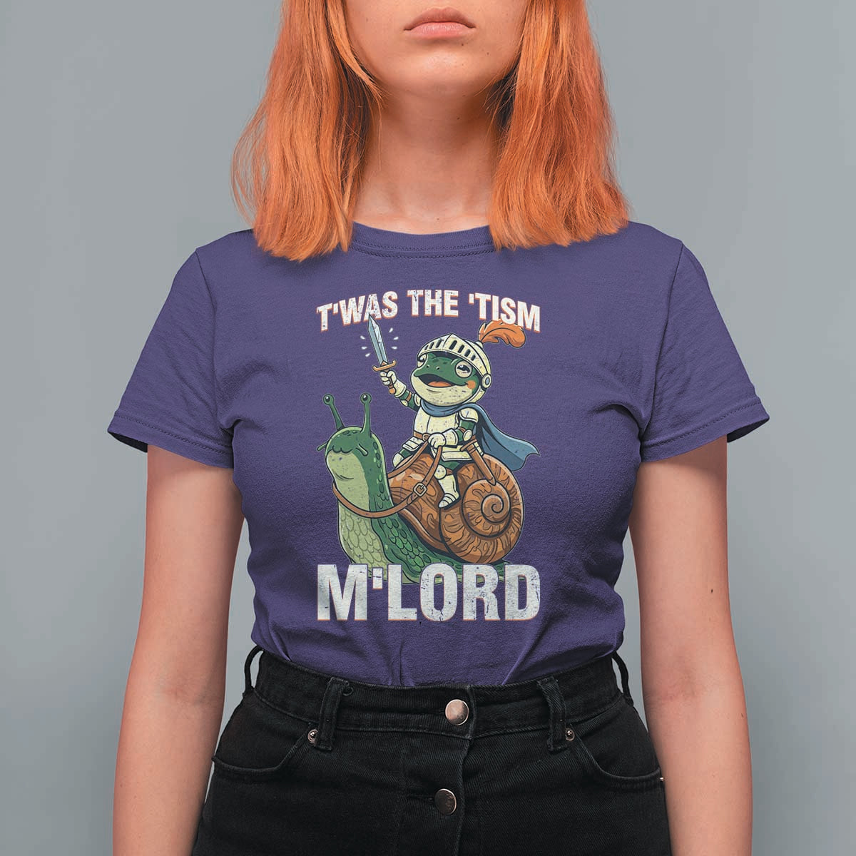 Funny Medieval Knight Frog Meme With Sword T Shirt For Women Twas The Tism MLord
