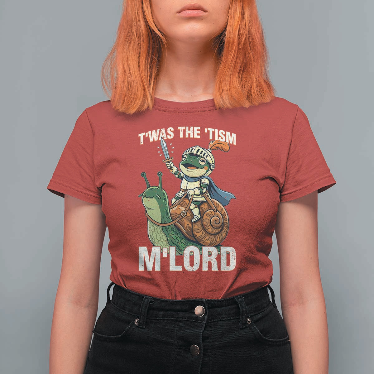 Funny Medieval Knight Frog Meme With Sword T Shirt For Women Twas The Tism MLord