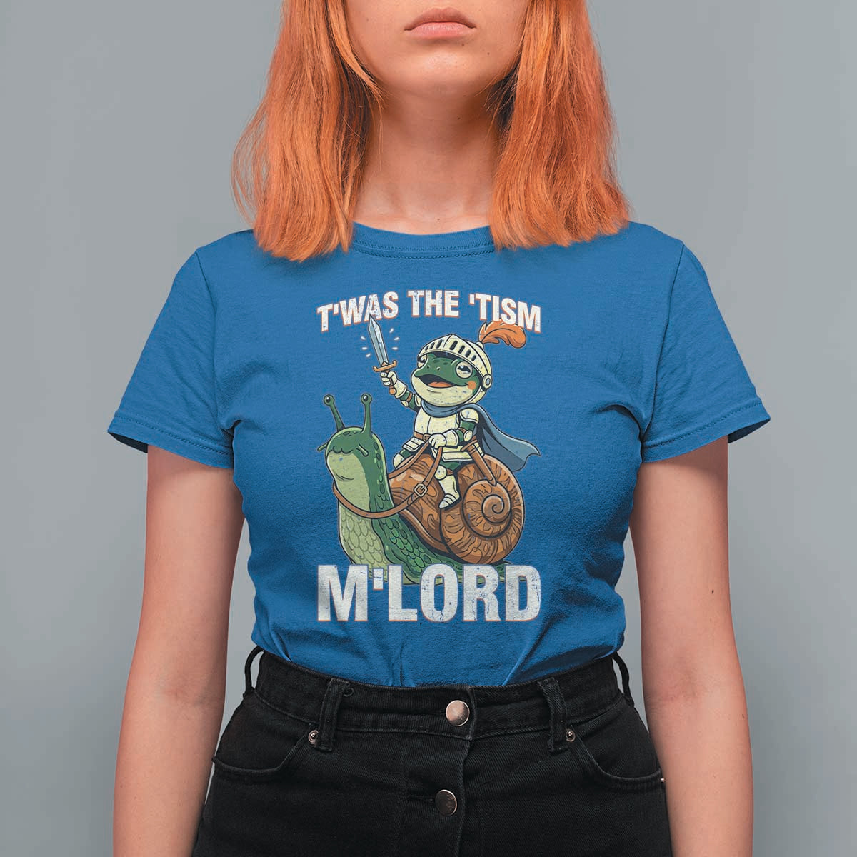 Funny Medieval Knight Frog Meme With Sword T Shirt For Women Twas The Tism MLord