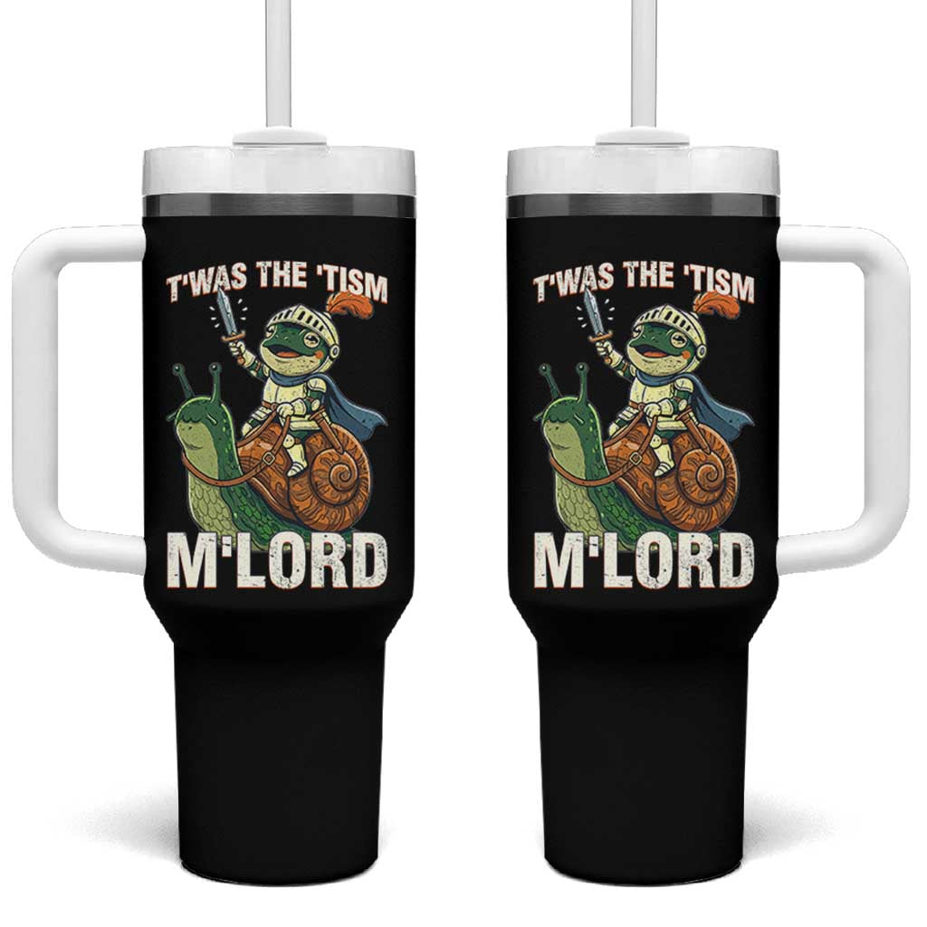 Funny Medieval Knight Frog Meme With Sword Tumbler With Handle Twas The Tism MLord