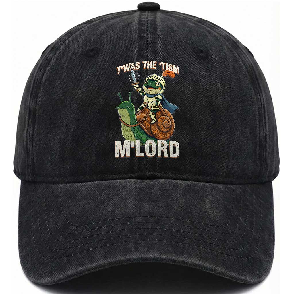 Funny Medieval Knight Frog Meme With Sword Washed Cotton Baseball Cap Twas The Tism MLord