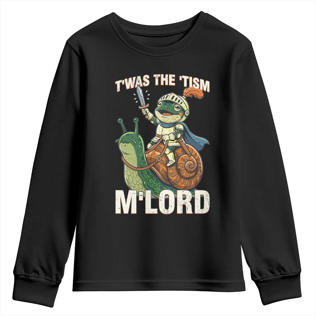 Funny Medieval Knight Frog Meme With Sword Youth Sweatshirt Twas The Tism MLord