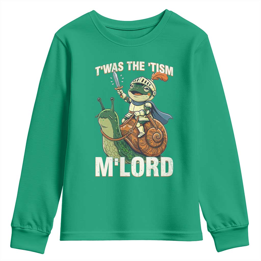 Funny Medieval Knight Frog Meme With Sword Youth Sweatshirt Twas The Tism MLord