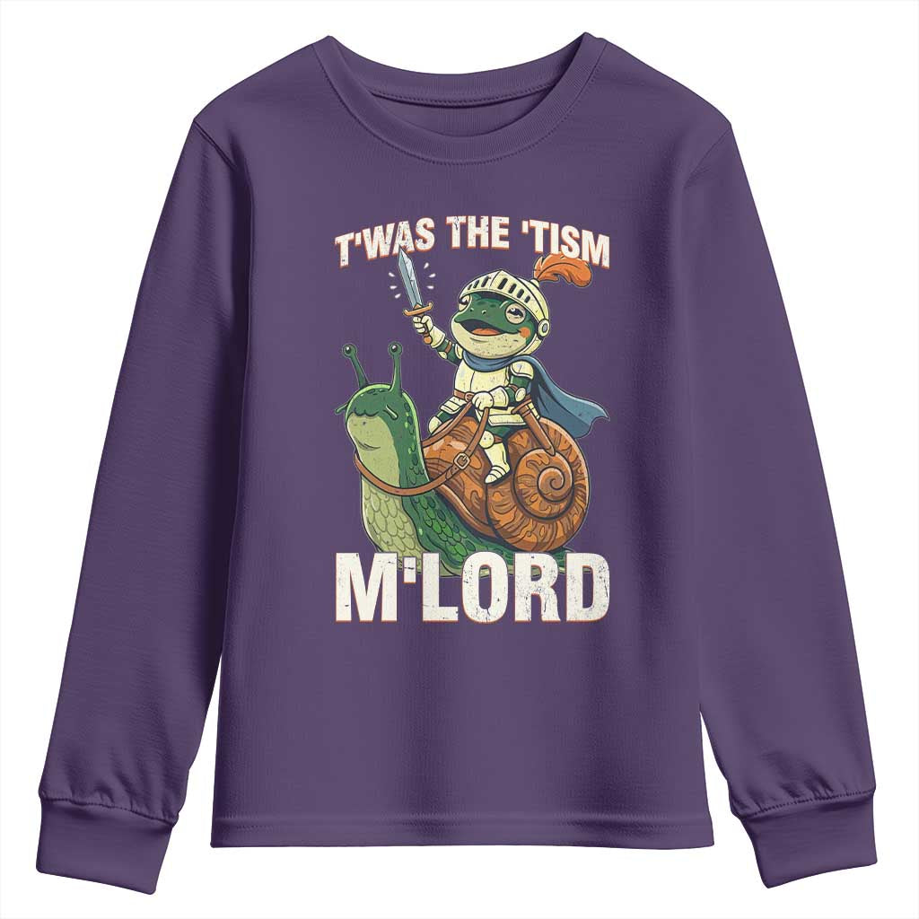 Funny Medieval Knight Frog Meme With Sword Youth Sweatshirt Twas The Tism MLord