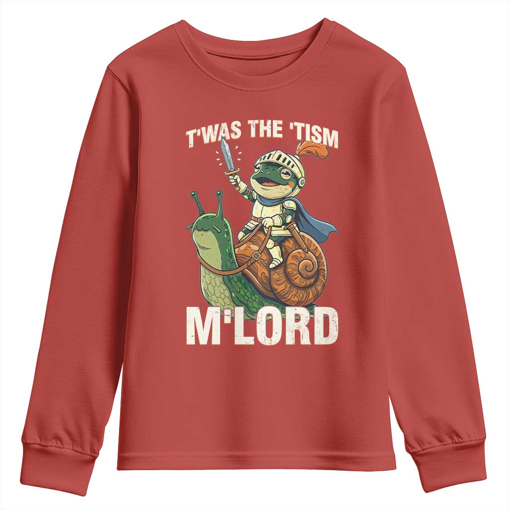 Funny Medieval Knight Frog Meme With Sword Youth Sweatshirt Twas The Tism MLord
