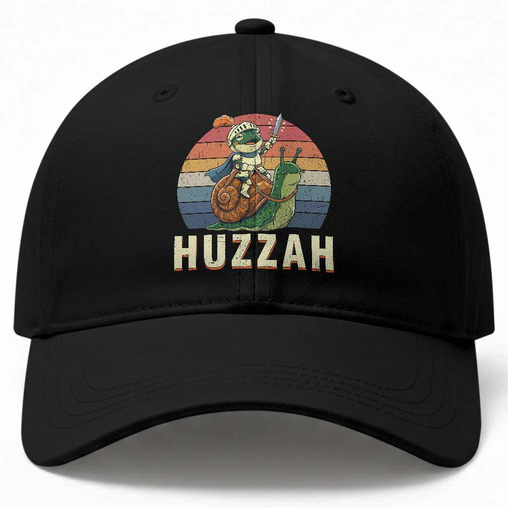 Funny Huzzah Frog Meme Baseball Cap Medieval Knight With Sword Graphic