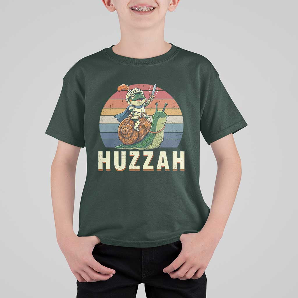 Funny Huzzah Frog Meme T Shirt For Kid Medieval Knight With Sword Graphic