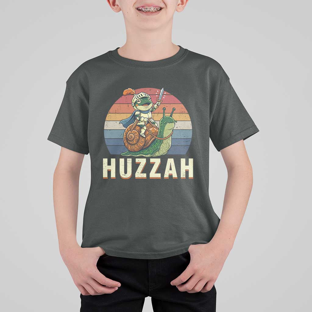 Funny Huzzah Frog Meme T Shirt For Kid Medieval Knight With Sword Graphic