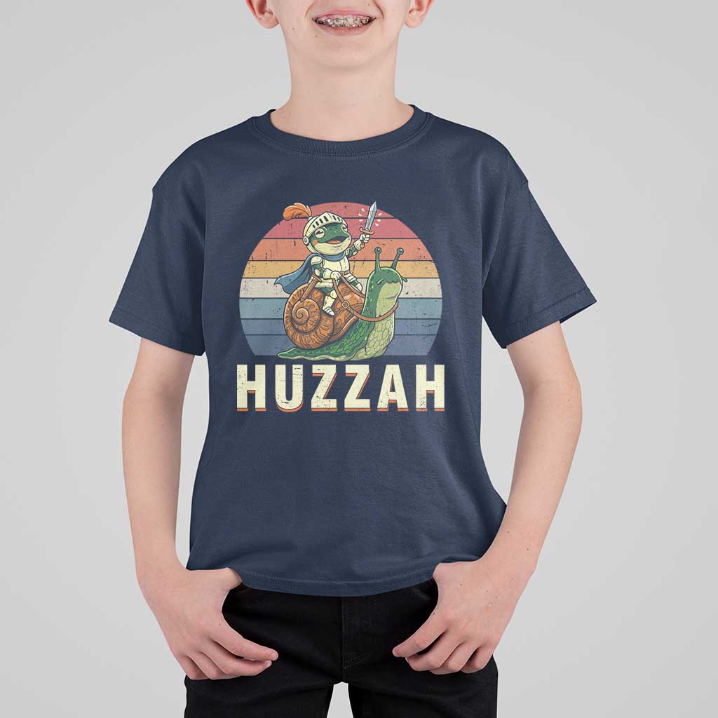 Funny Huzzah Frog Meme T Shirt For Kid Medieval Knight With Sword Graphic