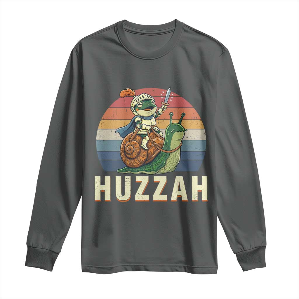 Funny Huzzah Frog Meme Long Sleeve Shirt Medieval Knight With Sword Graphic