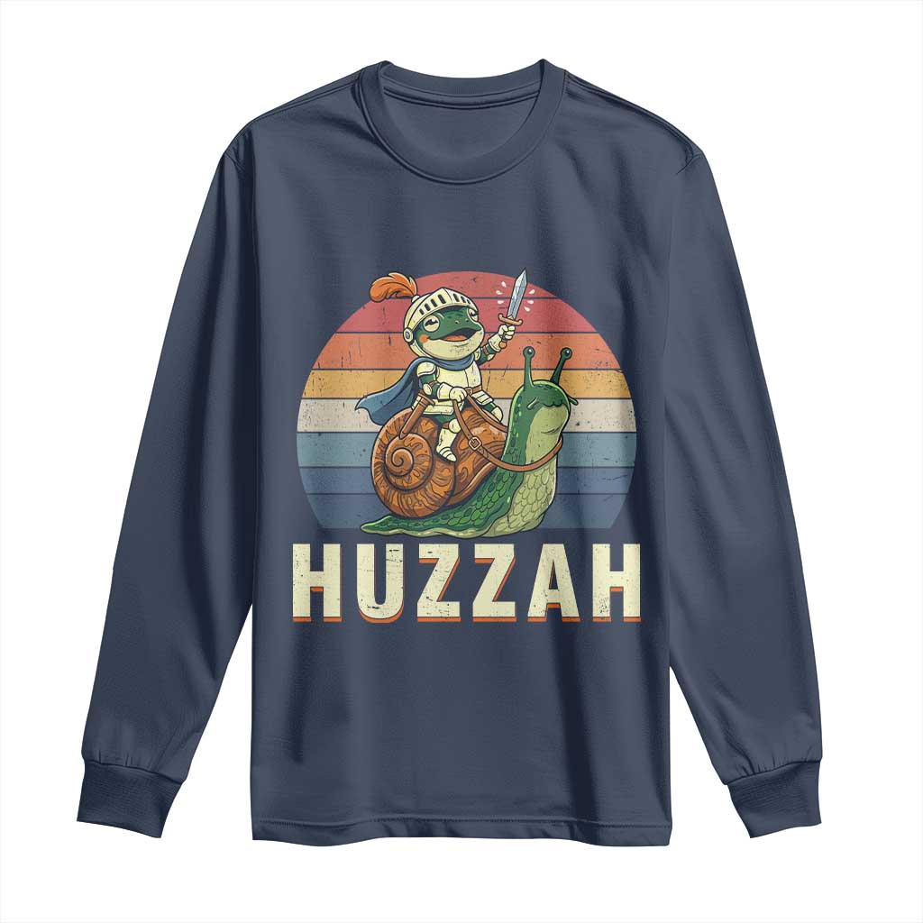 Funny Huzzah Frog Meme Long Sleeve Shirt Medieval Knight With Sword Graphic