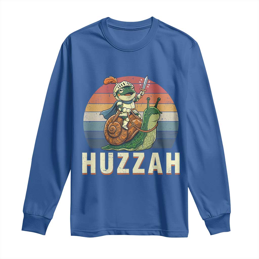 Funny Huzzah Frog Meme Long Sleeve Shirt Medieval Knight With Sword Graphic