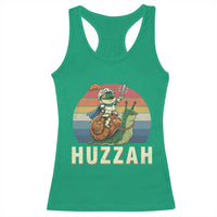 Funny Huzzah Frog Meme Racerback Tank Top Medieval Knight With Sword Graphic
