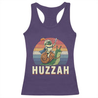 Funny Huzzah Frog Meme Racerback Tank Top Medieval Knight With Sword Graphic