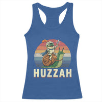 Funny Huzzah Frog Meme Racerback Tank Top Medieval Knight With Sword Graphic