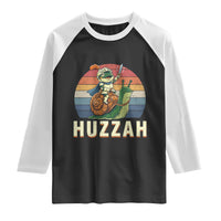 Funny Huzzah Frog Meme Raglan Shirt Medieval Knight With Sword Graphic