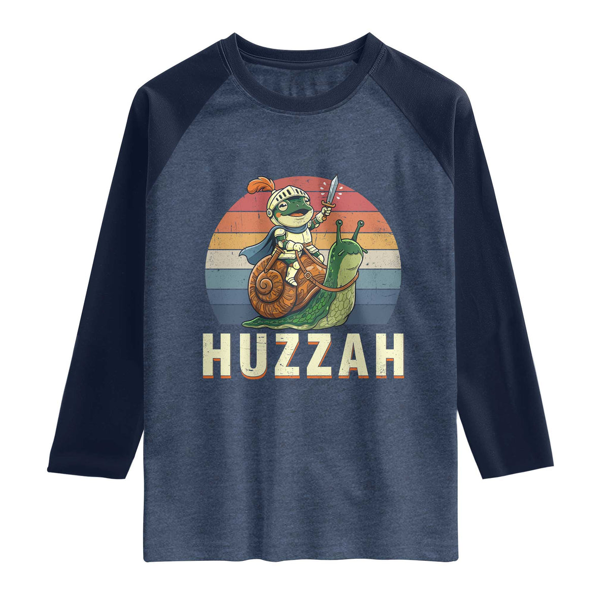 Funny Huzzah Frog Meme Raglan Shirt Medieval Knight With Sword Graphic