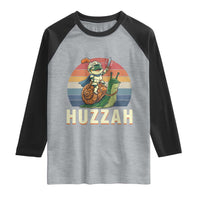 Funny Huzzah Frog Meme Raglan Shirt Medieval Knight With Sword Graphic