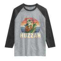 Funny Huzzah Frog Meme Raglan Shirt Medieval Knight With Sword Graphic