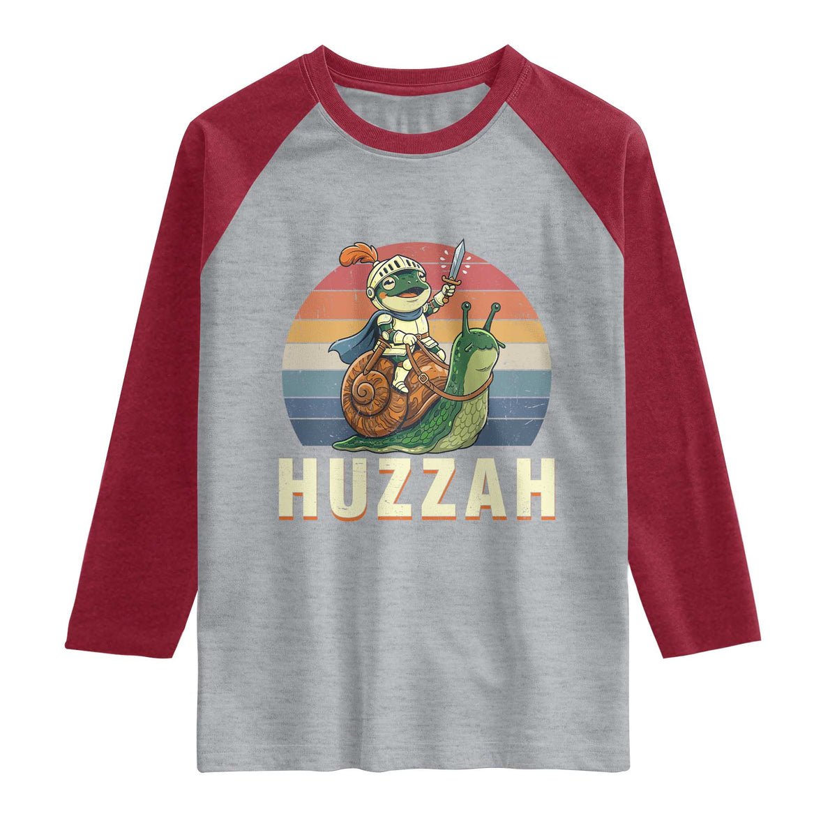 Funny Huzzah Frog Meme Raglan Shirt Medieval Knight With Sword Graphic