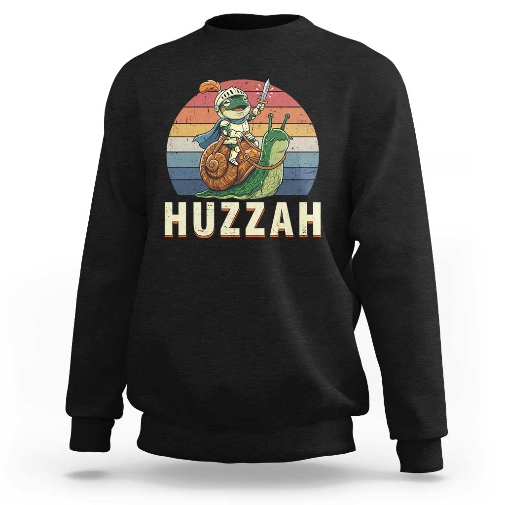 Funny Huzzah Frog Meme Sweatshirt Medieval Knight With Sword Graphic
