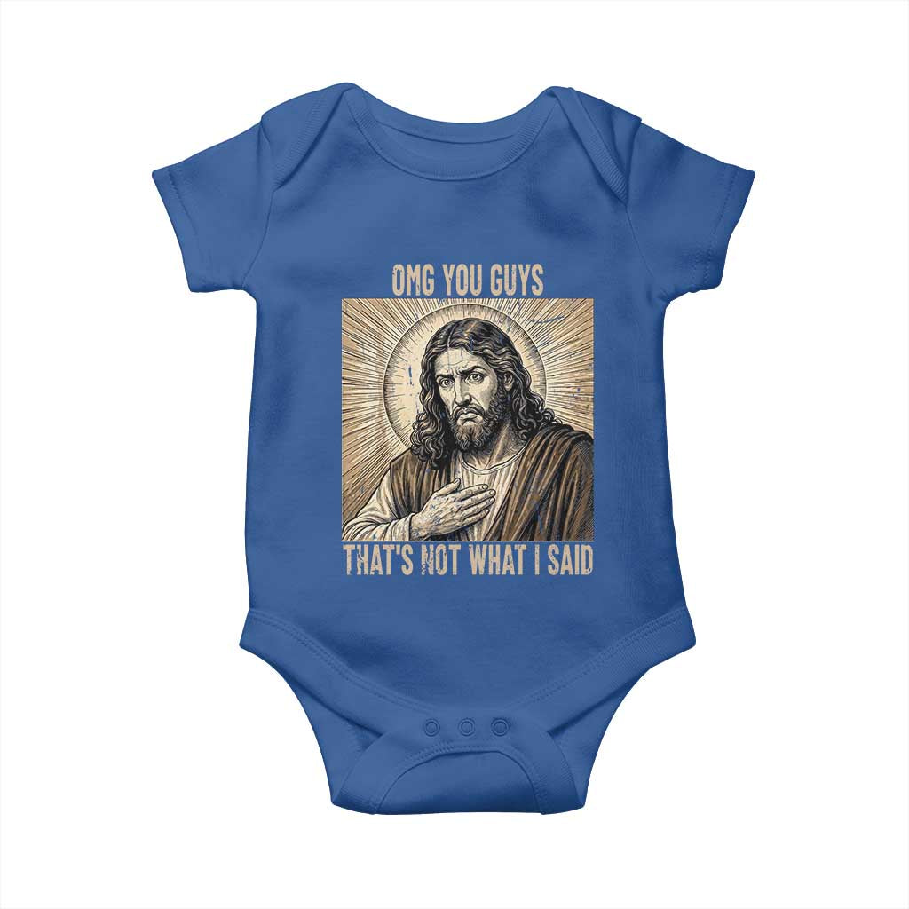 Funny Christian Jesus Faith Meme Baby Onesie Omg You Guys Thats Not What I Said