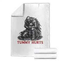 Funny Tummy Hurts Medieval Knight Throw Blanket Dark Fantasy Warrior Meme Graphic