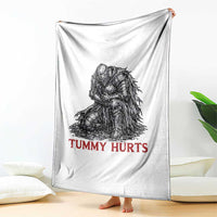 Funny Tummy Hurts Medieval Knight Throw Blanket Dark Fantasy Warrior Meme Graphic