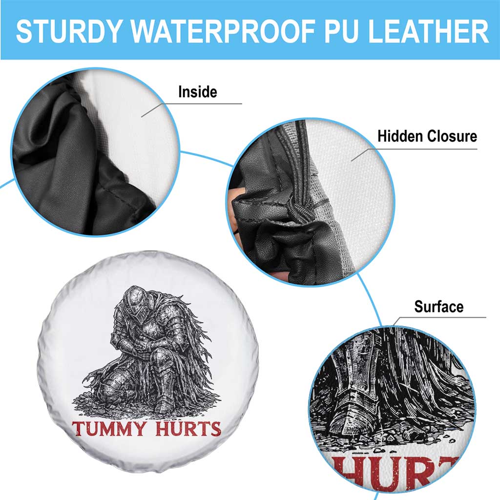 Funny Tummy Hurts Medieval Knight Spare Tire Cover Dark Fantasy Warrior Meme Graphic