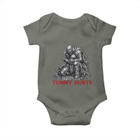 Funny Tummy Hurts Medieval Knight Baby Onesie Dark Fantasy Warrior Meme Graphic