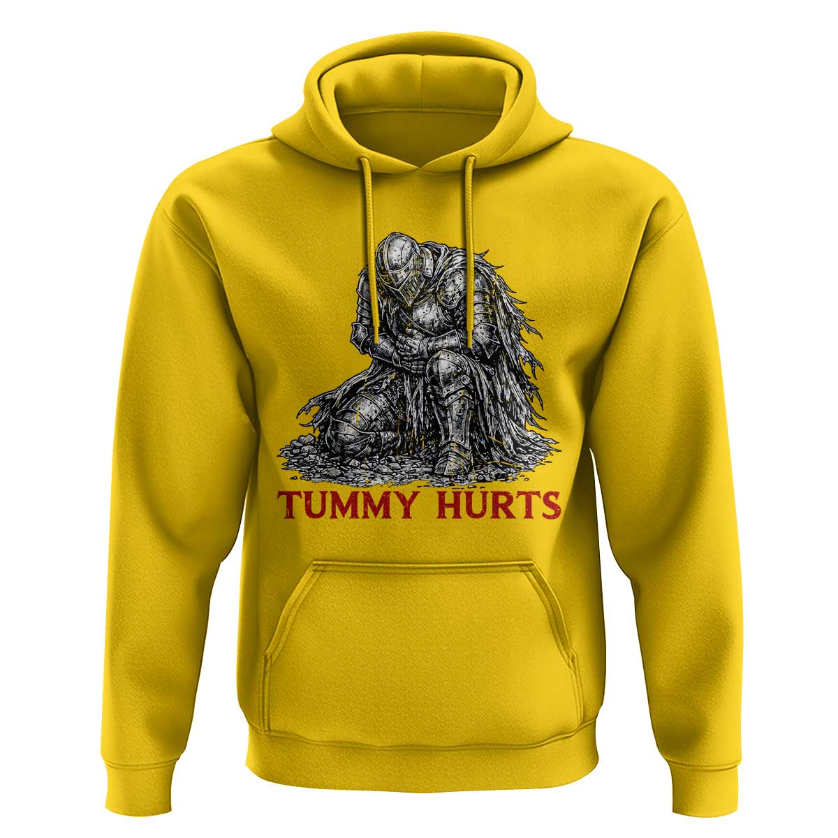 Funny Tummy Hurts Medieval Knight Hoodie Dark Fantasy Warrior Meme Graphic