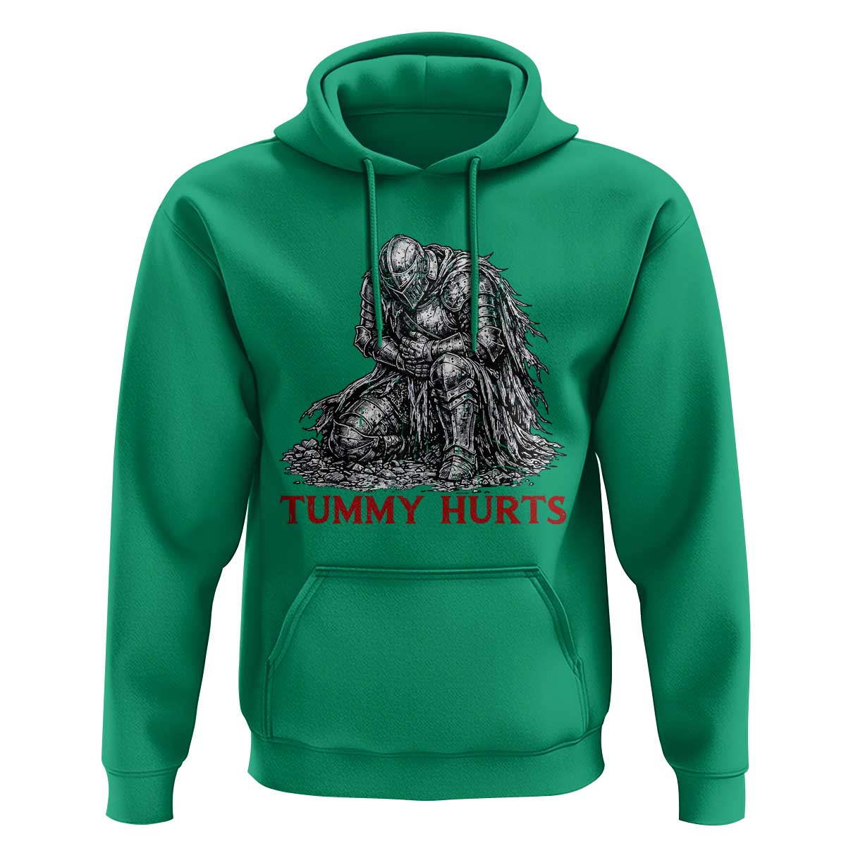 Funny Tummy Hurts Medieval Knight Hoodie Dark Fantasy Warrior Meme Graphic