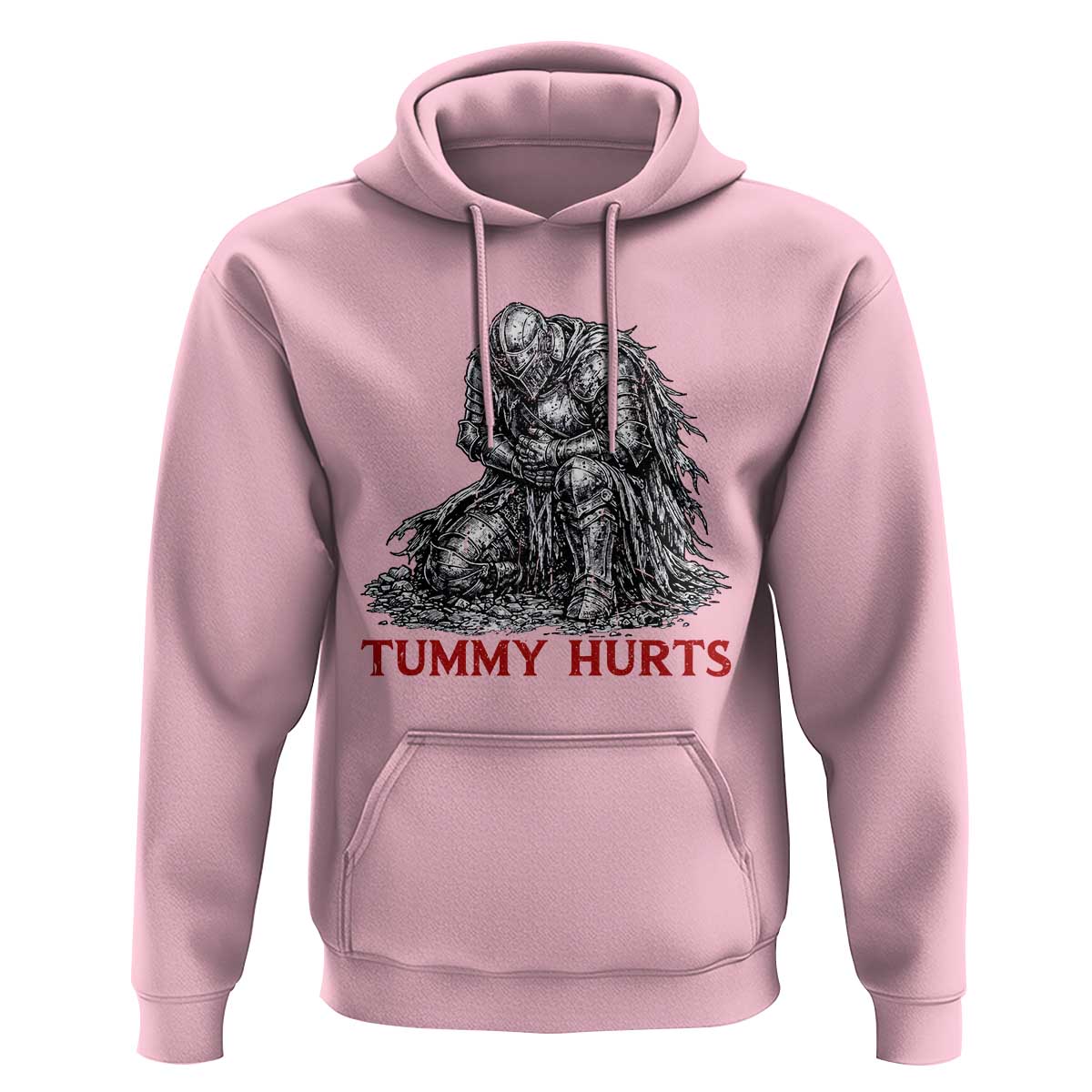 Funny Tummy Hurts Medieval Knight Hoodie Dark Fantasy Warrior Meme Graphic