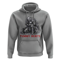 Funny Tummy Hurts Medieval Knight Hoodie Dark Fantasy Warrior Meme Graphic